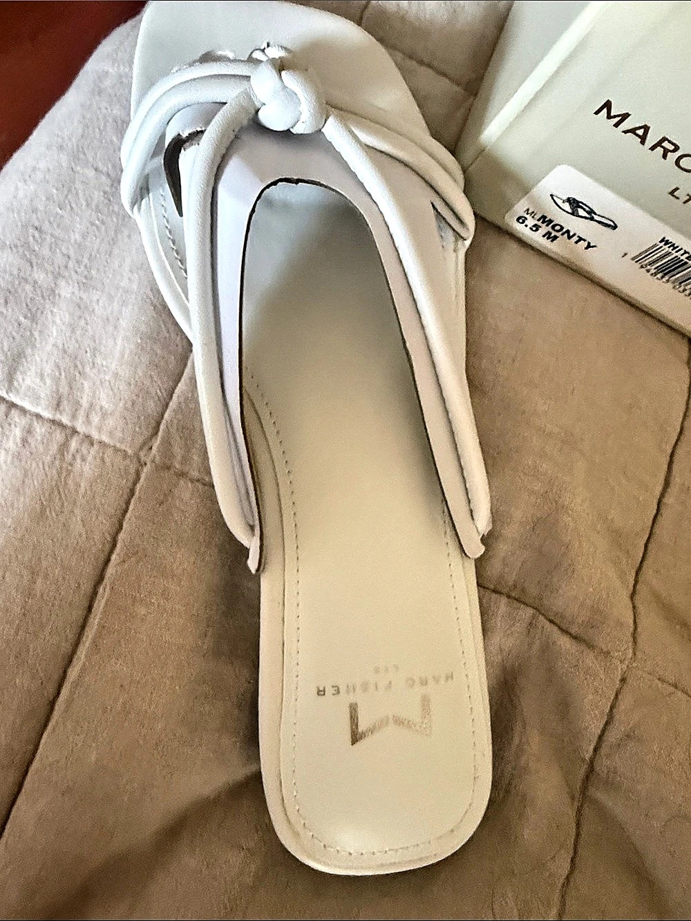 Marc Fisher LTD Monty Flat Slide Sandal White US 6.5